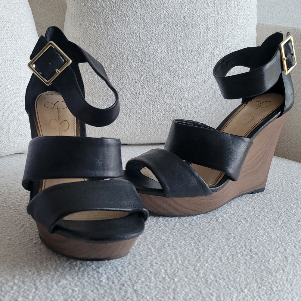 Black Platform Wedge Sandals